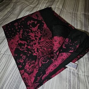 Vintage Italian Square Scarf Black & Pink Abstract Paisley Print 29x29”